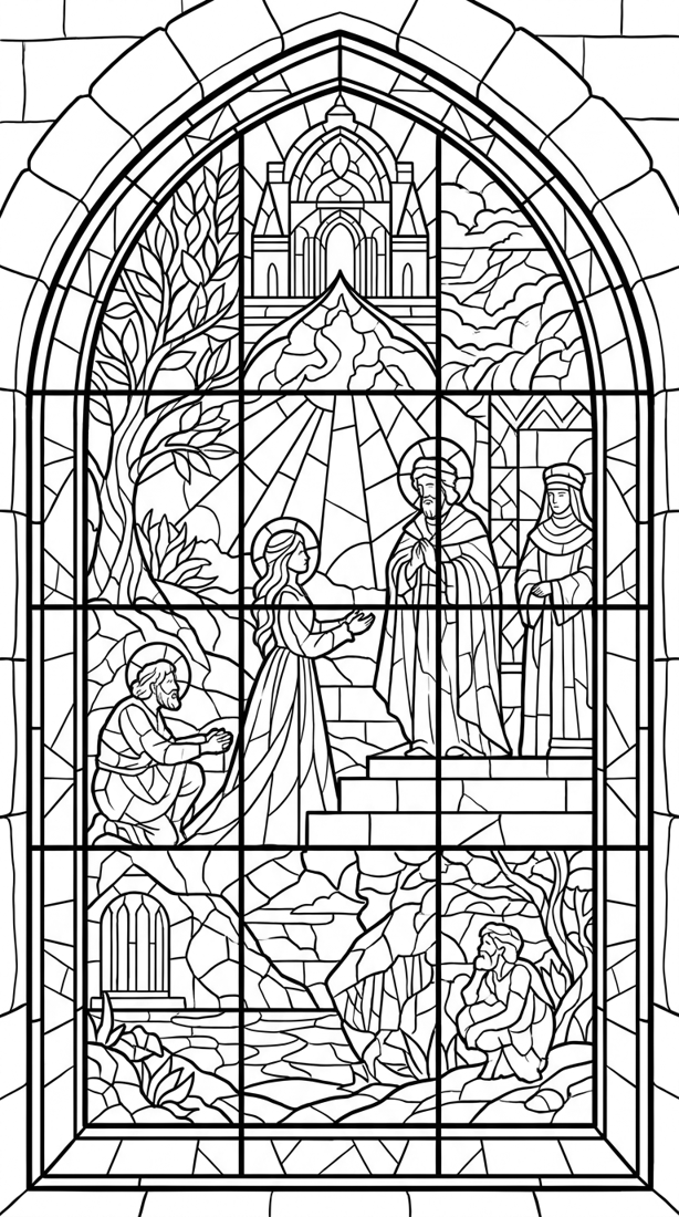 Stained Glass line art, ready to color